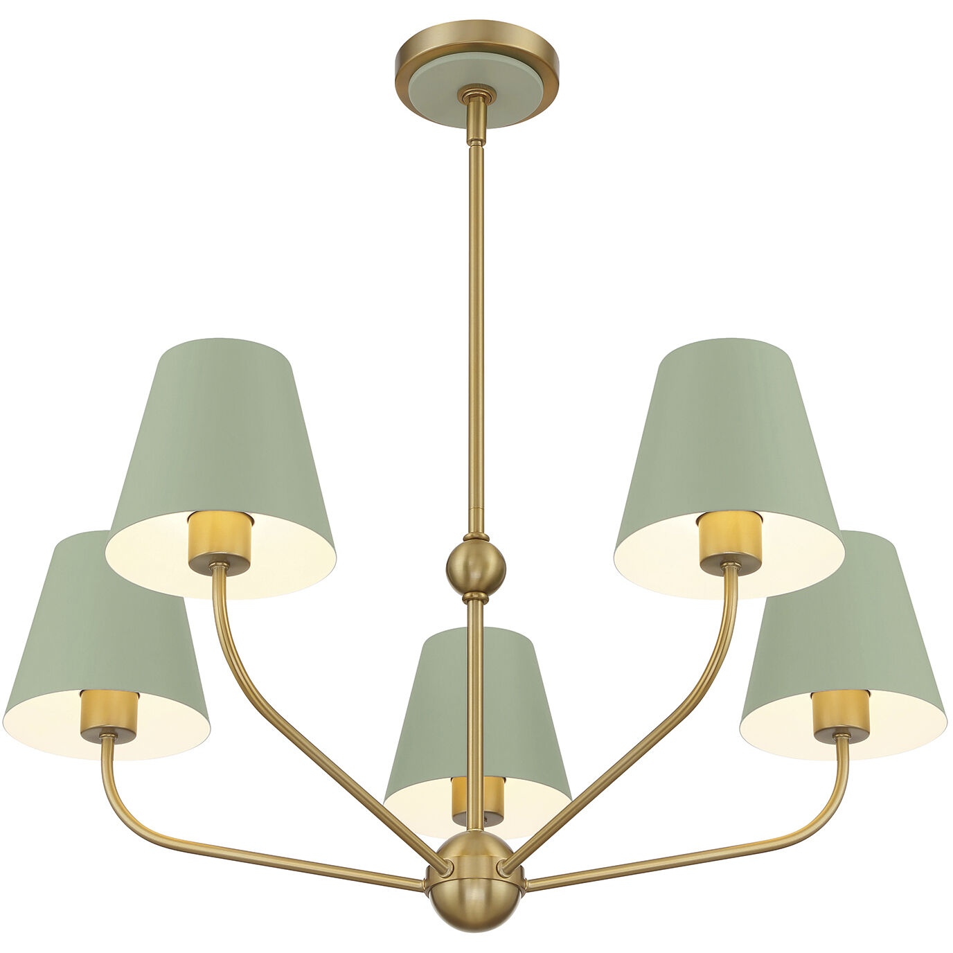 Xavier 5 Light 28 inch Vibrant Gold Chandelier Ceiling Light in Vibrant Gold and Green