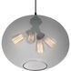 Glass 4 Light 16 inch Black Down Pendant Ceiling Light in Smoke