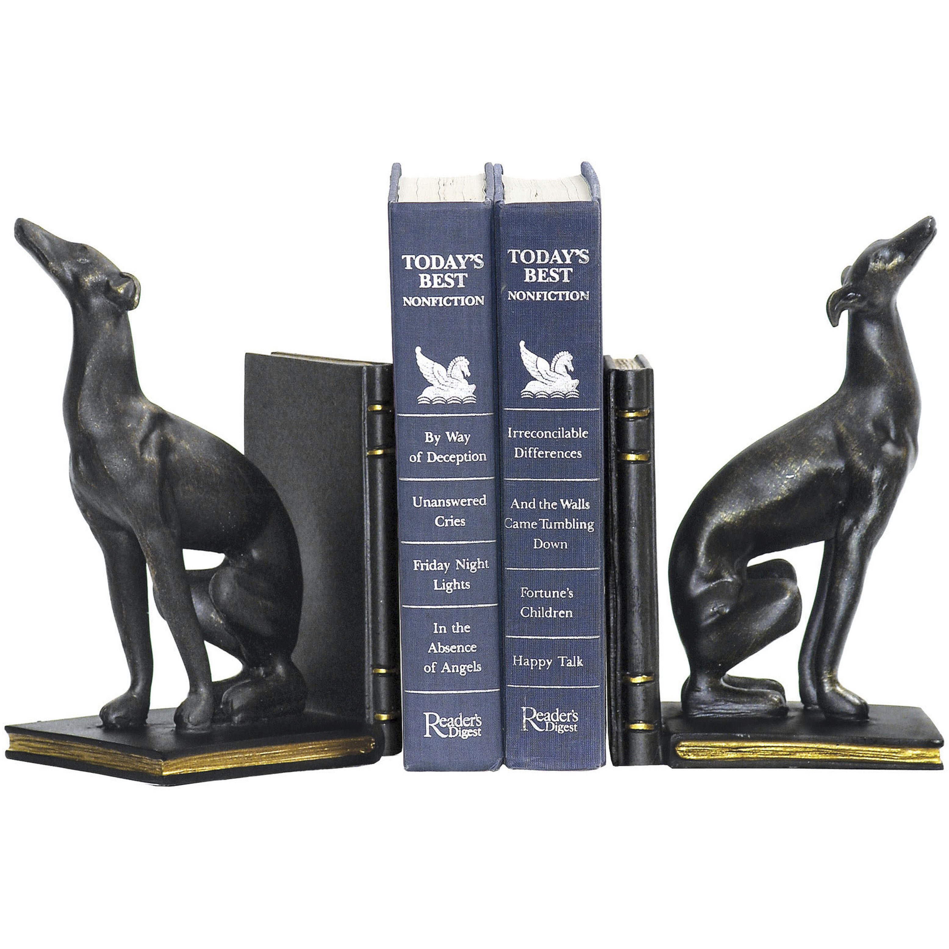Greyhound 9.25 X 4 inch Black Bookends, Set of 2