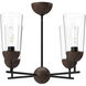 Alora Mood Emil 4 Light 25 inch Matte Black Chandelier Ceiling Light in Matte Black and Walnut