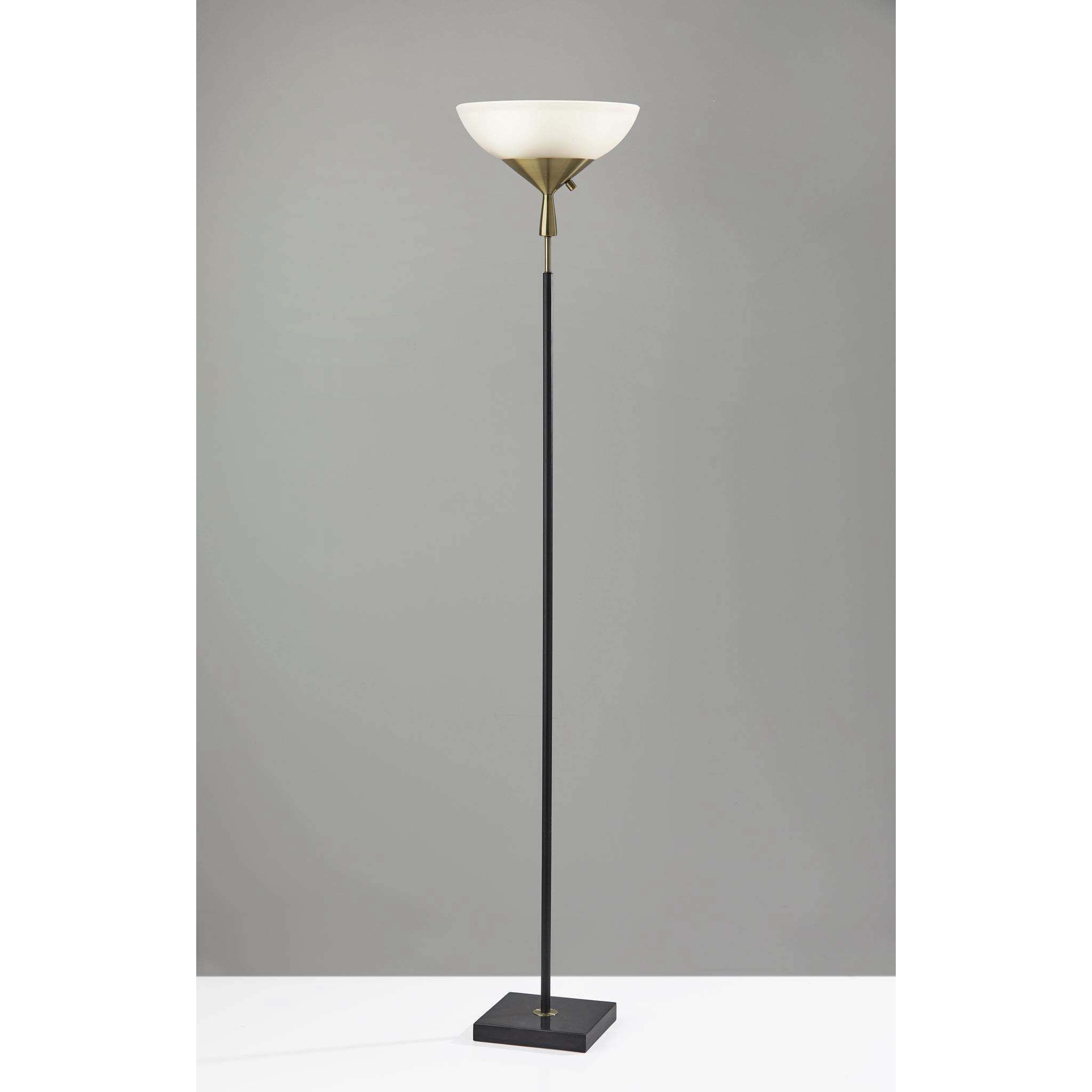 Noah 71 inch 150.00 watt Black with Antique Brass Torchiere Portable Light