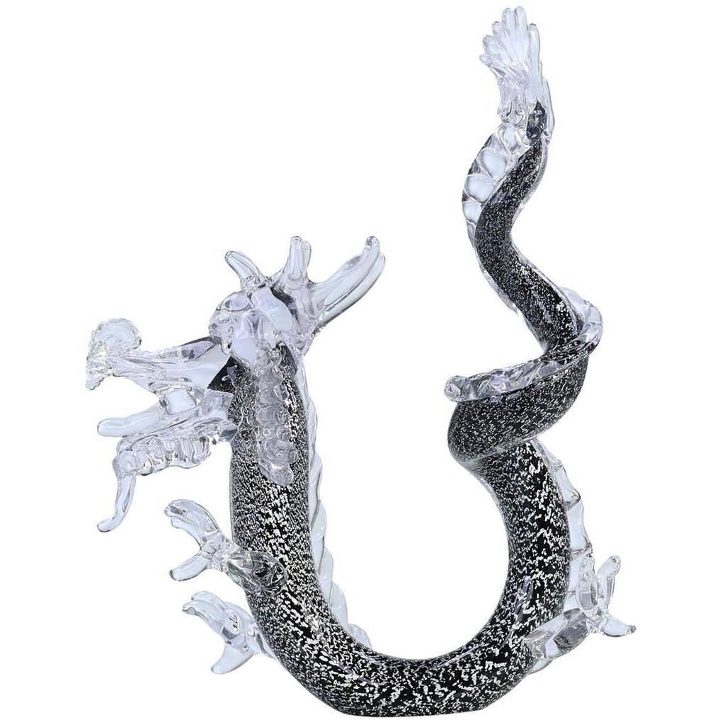Glass Dragon 14.5 X 14 inch Sculpture, Blue