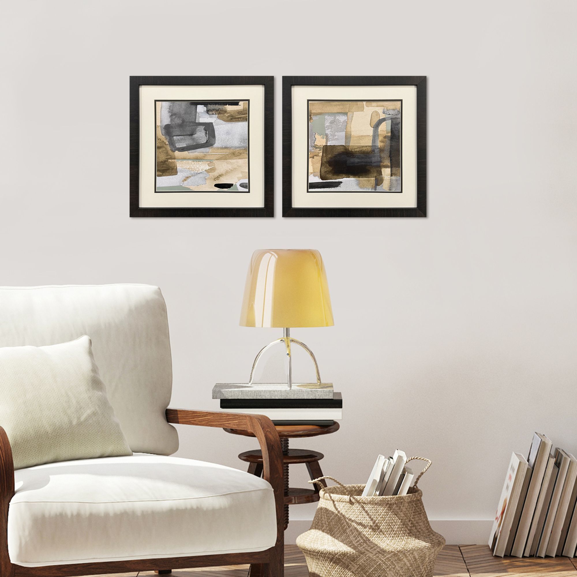 Abstract Expressions Brown and Gray and Green and Neutral Framed Art, Propac