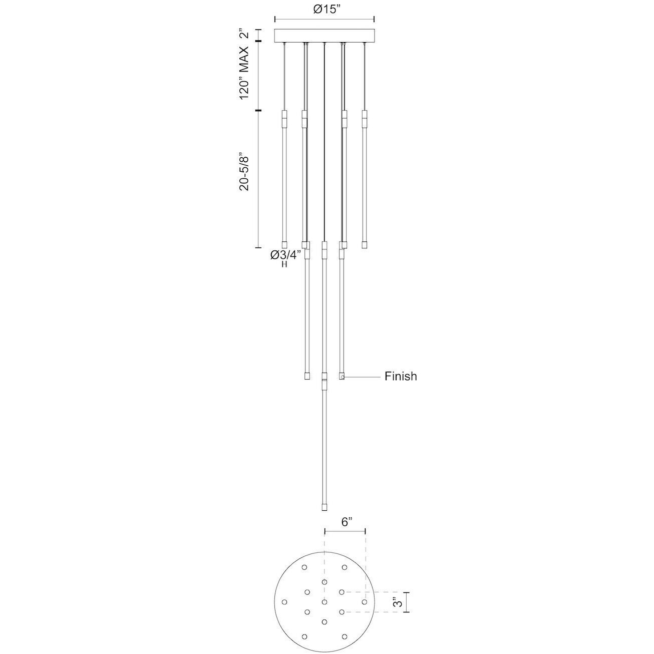 Motif Multi Pendant Ceiling Light in Brushed Gold