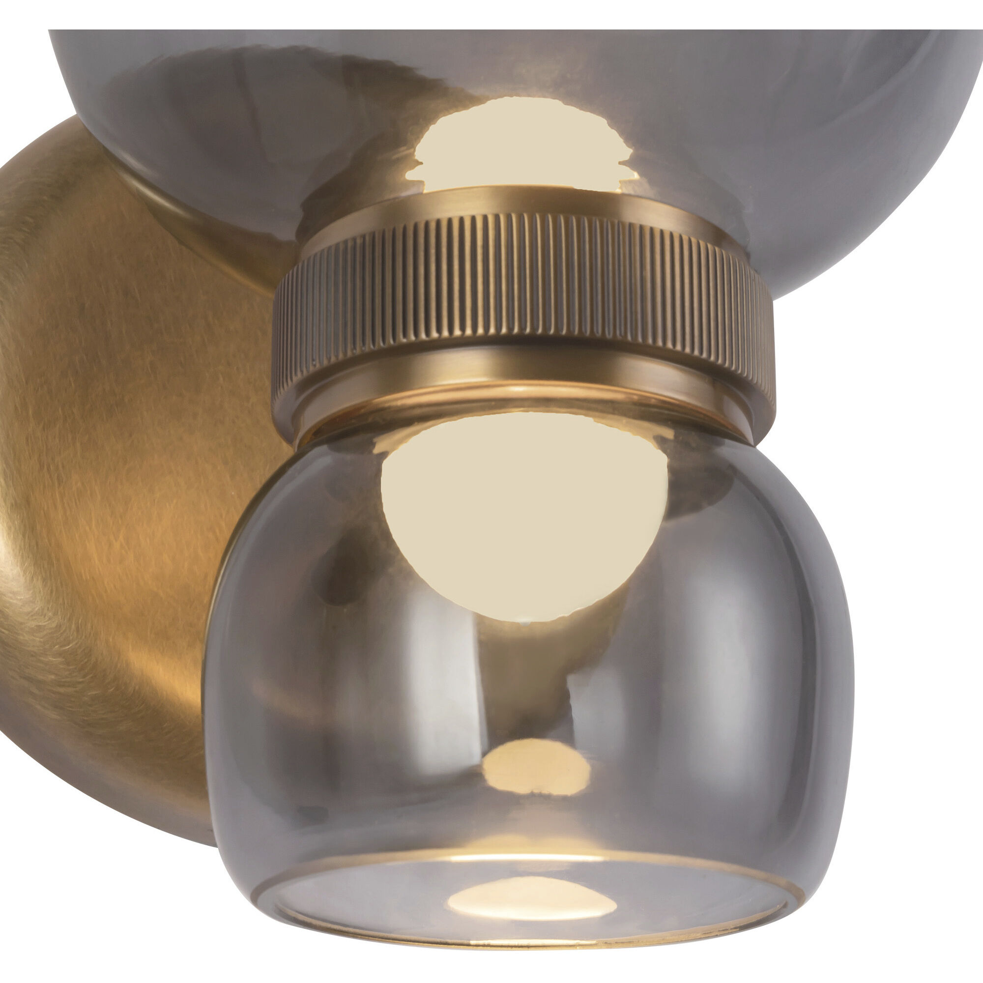 Sutton 5.38 inch Vintage Brass and Smoked Glass Bath Vanity Light Wall Light