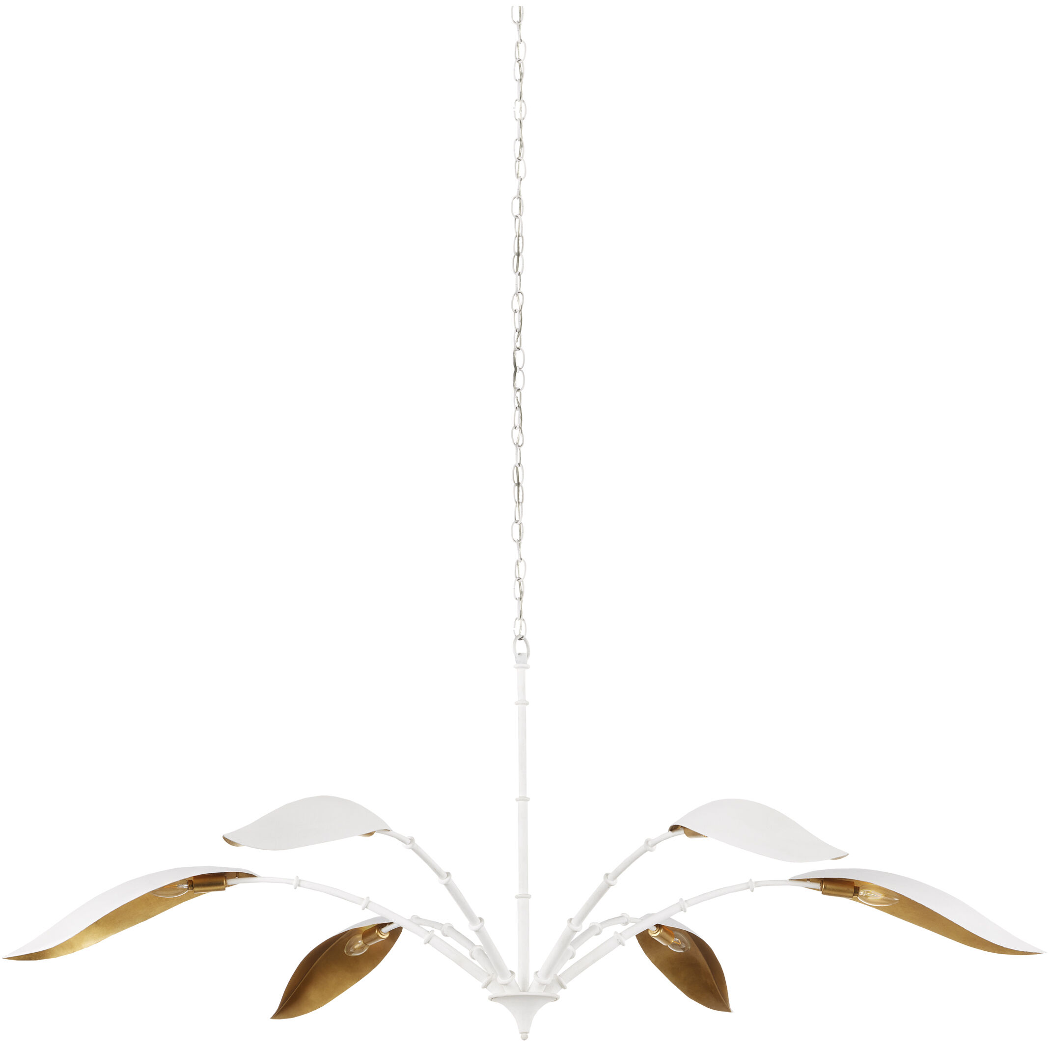 Yuriko 6 Light 66.75 inch Gesso White and Contemporary Gold Leaf Chandelier Ceiling Light