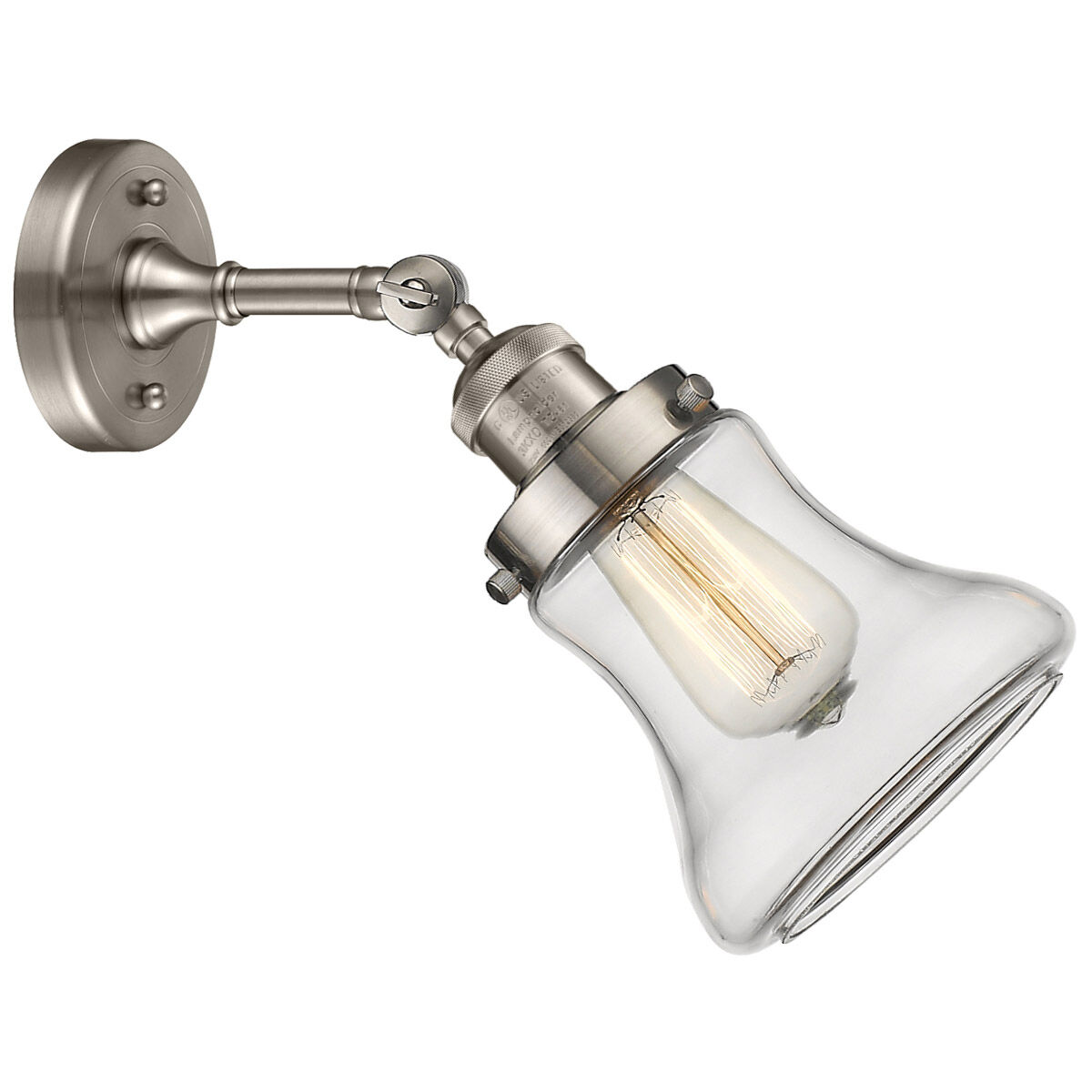 Franklin Restoration Bellmont LED 6.5 inch Brushed Satin Nickel Sconce Wall Light in Clear Glass, Franklin Restoration