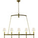 Chapman & Myers Classic2 5 Light 45.25 inch Hand-Rubbed Antique Brass Linear Chandelier Ceiling Light in Linen