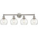 Edison Athens 4 Light 33 inch Brushed Satin Nickel Bath Vanity Light Wall Light in Seedy Glass