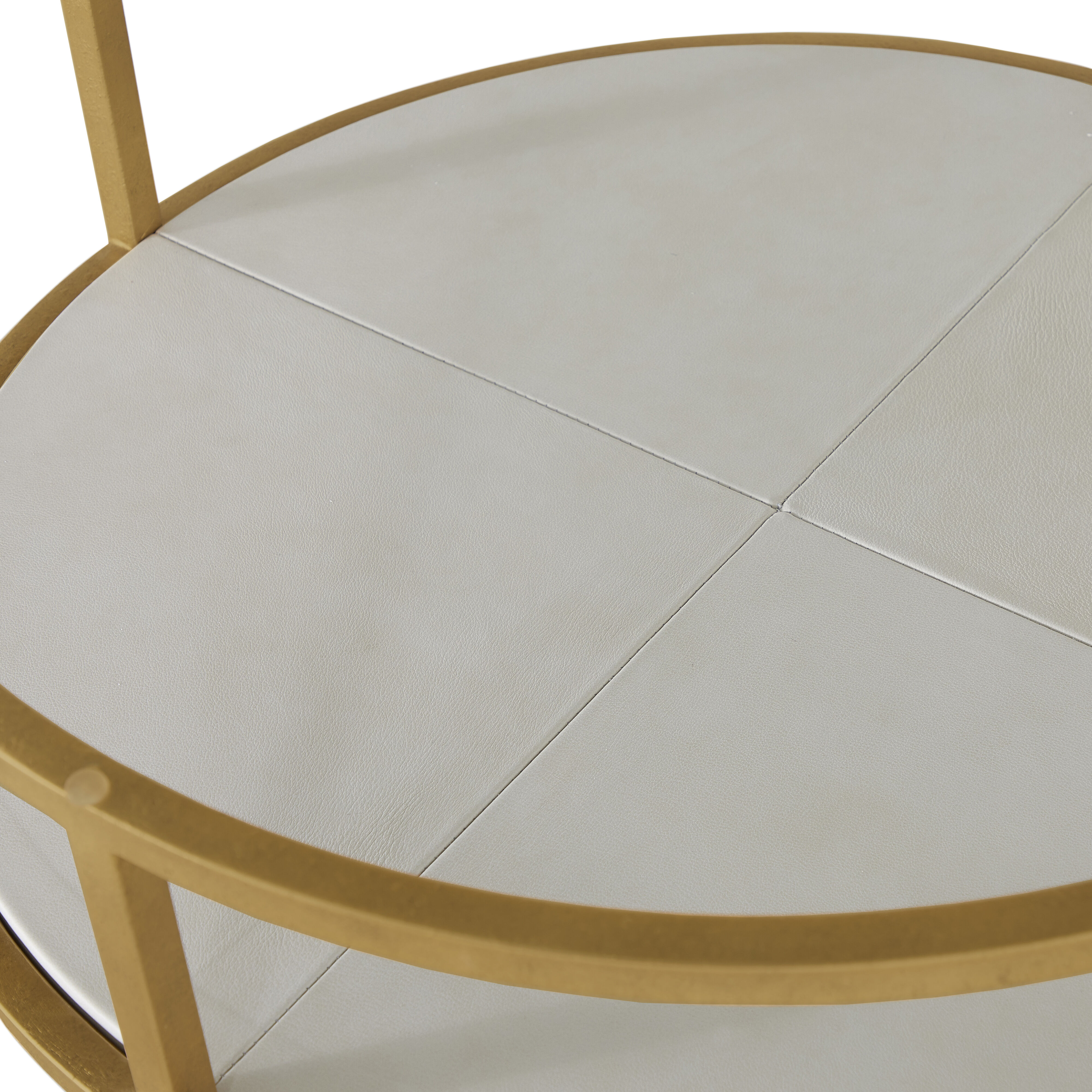 Constance 50 X 50 inch White Leather and Antique Brass Leaf Coffee Table