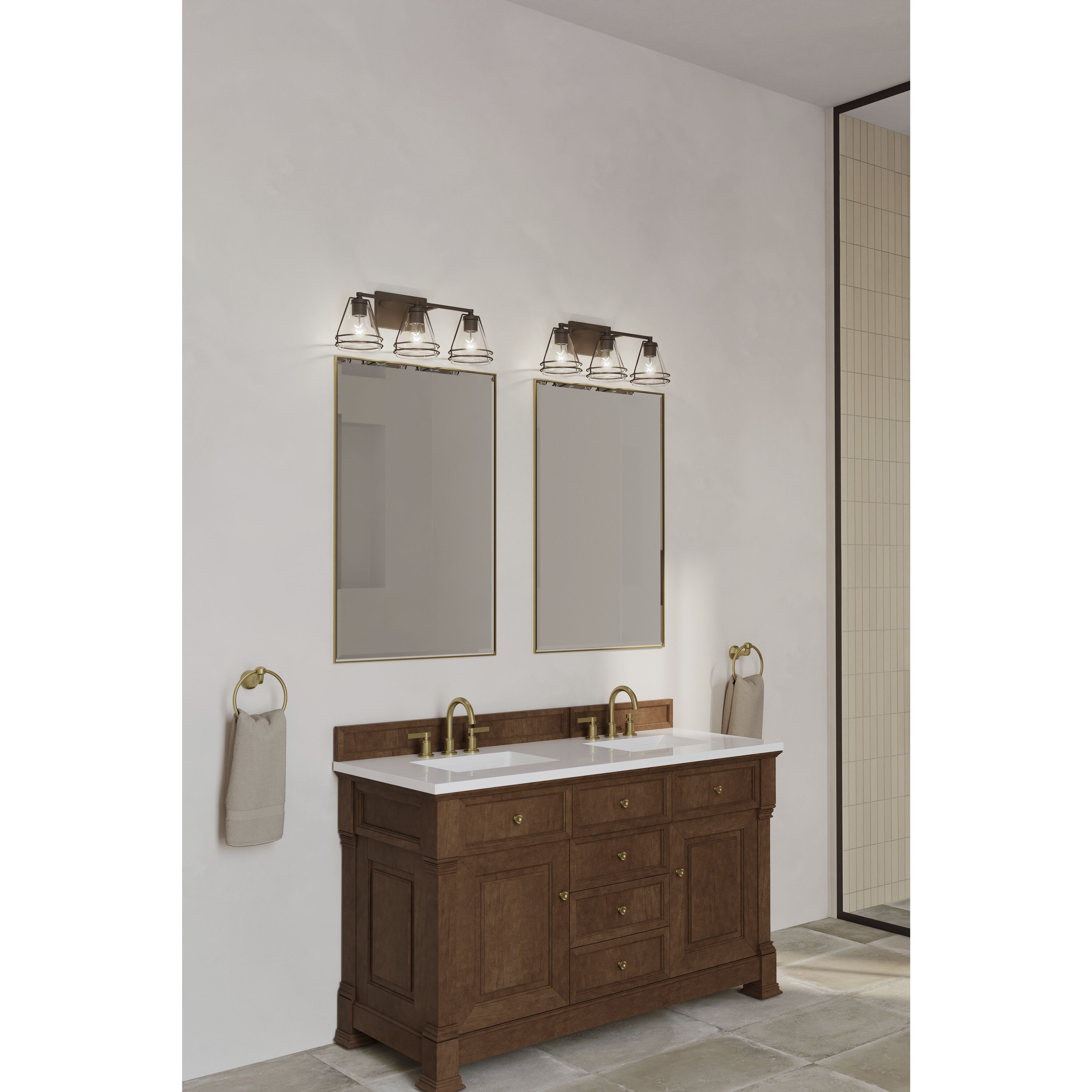 Lorenth 3 Light 24.25 inch Dark Matte Black Vanity Wall Light