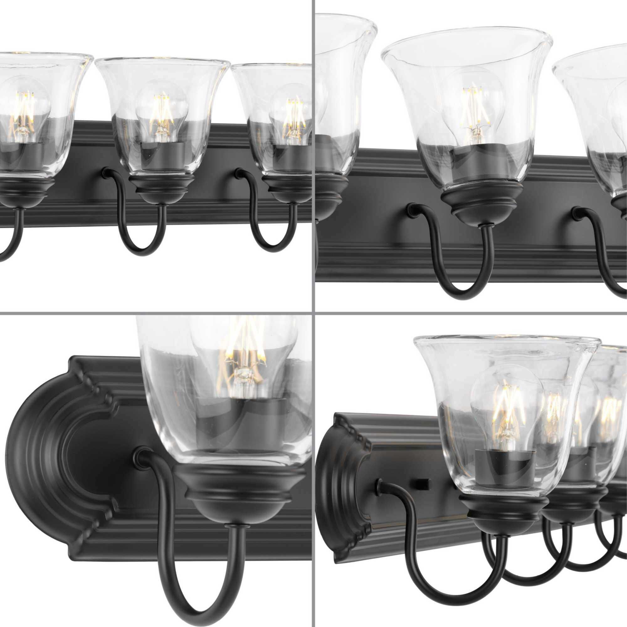 Clear Glass 6 Light 48 inch Matte Black Vanity Light Wall Light