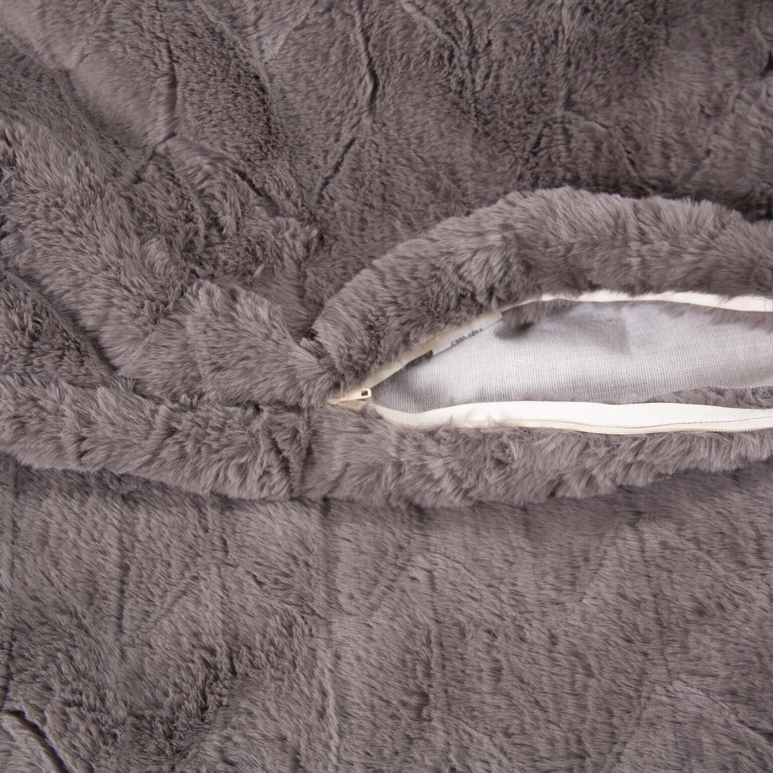 Puff Angora Stone Scroll Rocker with Cover