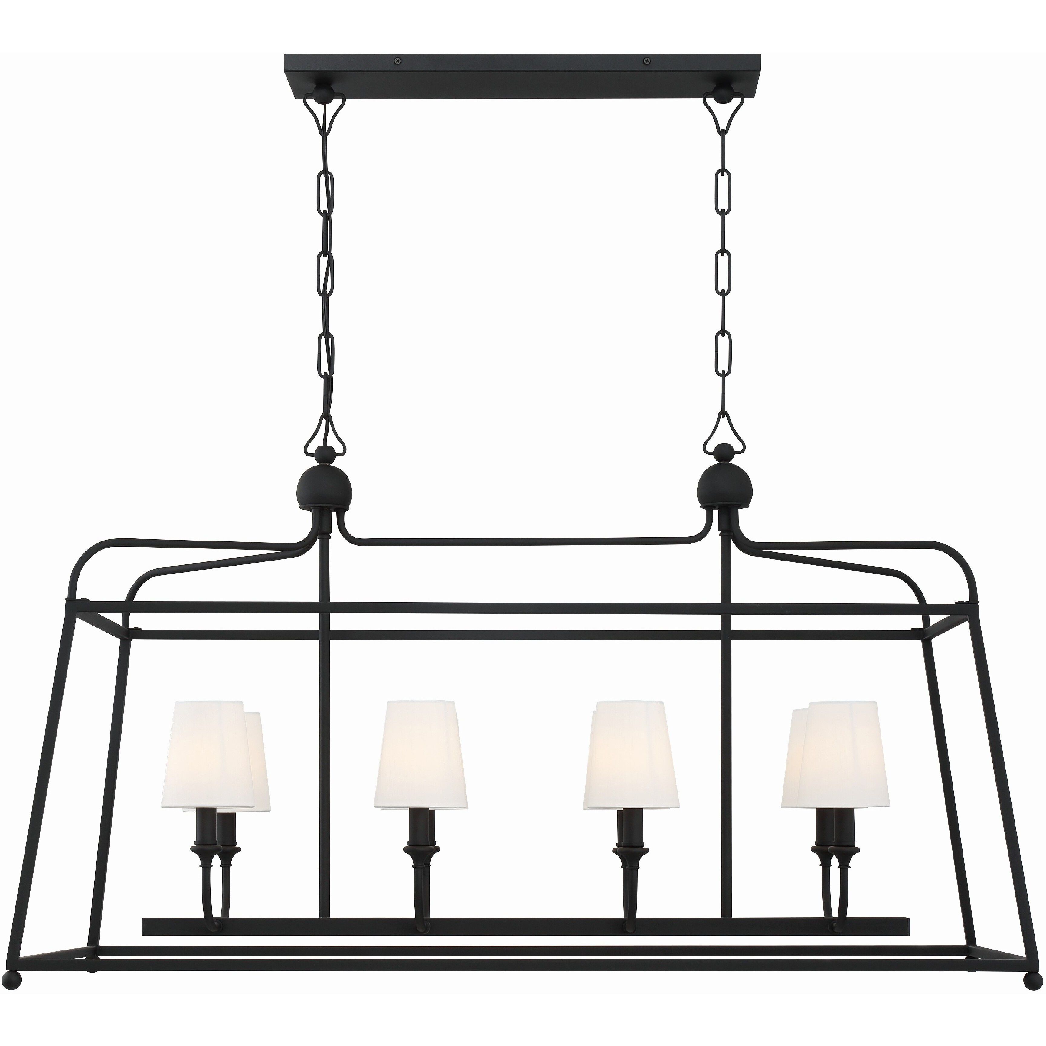 Sylvan 8 Light 42 inch Black Forged Linear Chandelier Ceiling Light