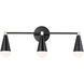 Lovell 3 Light 24 inch Black/Satin Brass Bath Vanity Wall Light in Incandescent