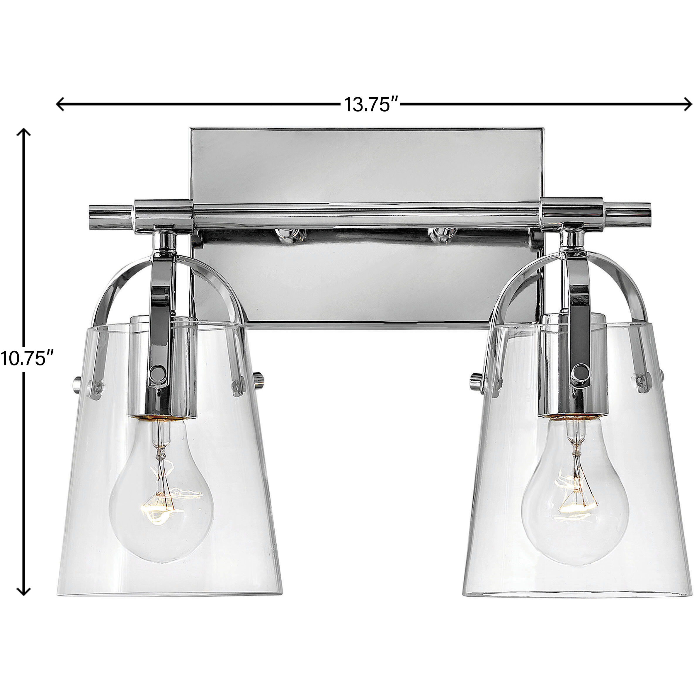 Foster 2 Light 13.75 inch Chrome Vanity Light Wall Light in Clear