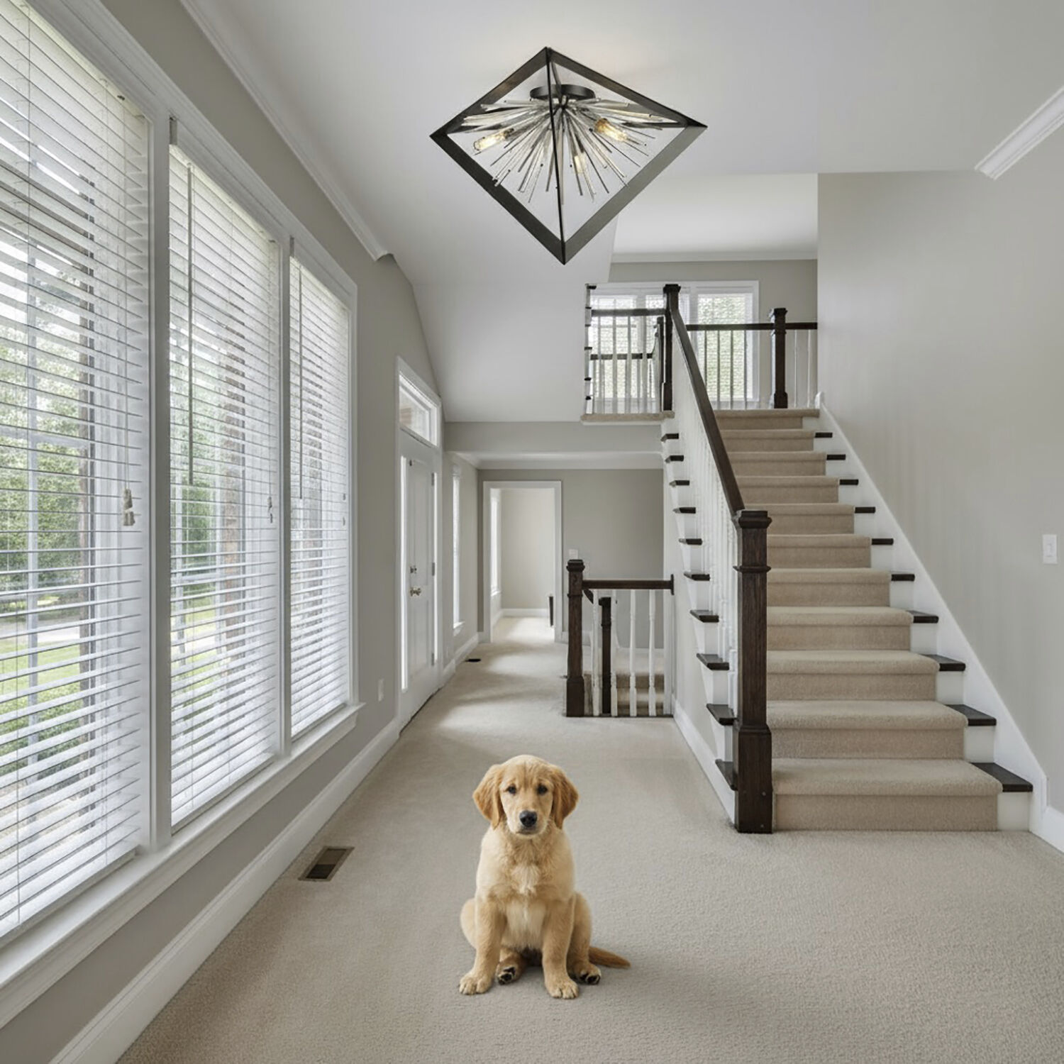 Sunburst LED 20.5 inch Matte Black and Chrome Flush Mount Ceiling Light