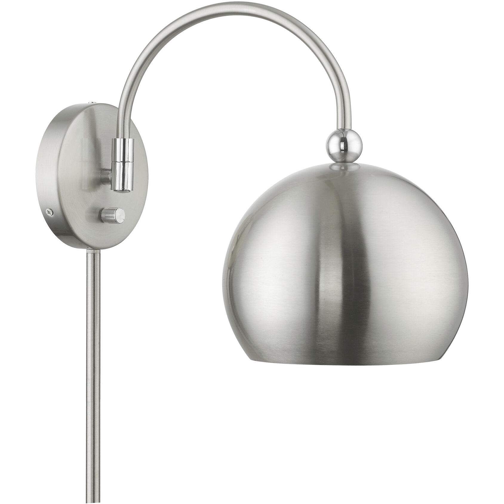Stockton 15 inch 60.00 watt Brushed Nickel with Polished Chrome Accents Swing Arm Wall Lamp Wall Light