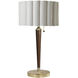 Scalloped 31 inch 14.00 watt Weathered Brass and Walnut Table Lamp Portable Light