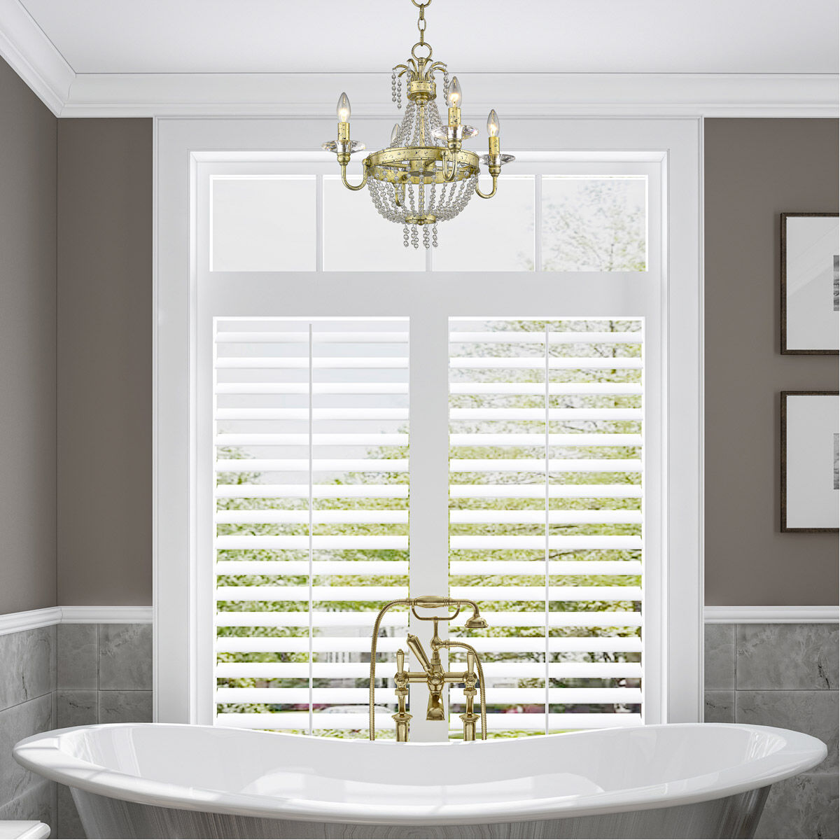 Valentina 4 Light 18 inch Hand Applied Winter Gold Convertible Mini Chandelier/Ceiling Mount Ceiling Light