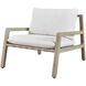 Strapped Ivory Rattan and Cerused Wheat Mahogany Wood Outdoor Lounge Chair
