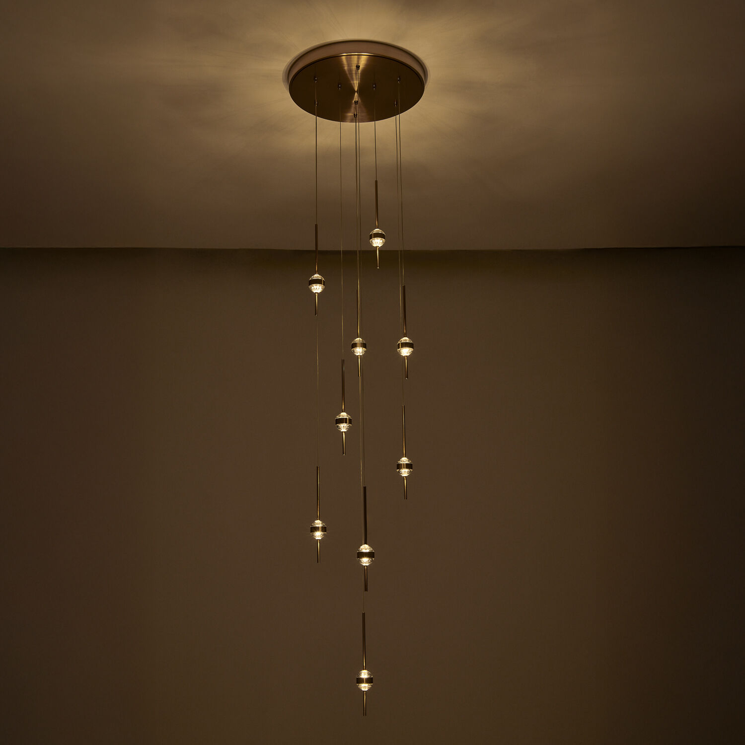 Goccia LED 21.75 inch Winter Brass Chandelier Ceiling Light