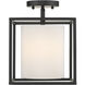 Manhattan 1 Light 9 inch Matte Black Semi-Flush Mount Ceiling Light, Damp
