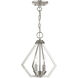 Prism 2 Light 11 inch Brushed Nickel Convertible Mini Chandelier/Ceiling Mount Ceiling Light