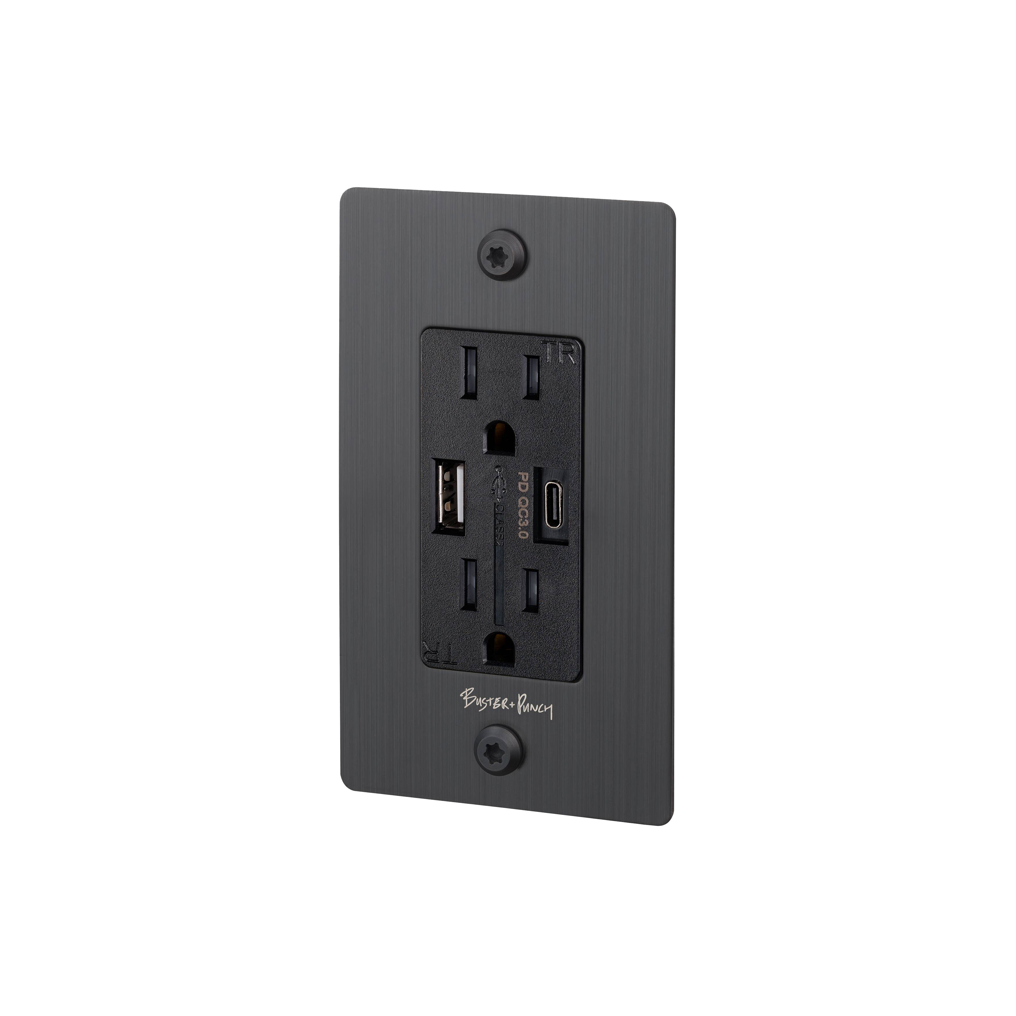 1G Duplex 125 Smoked Bronze Outlet, USB A + C