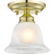 Essex 1 Light 6 inch Polished Brass Semi-Flush Mount Ceiling Light