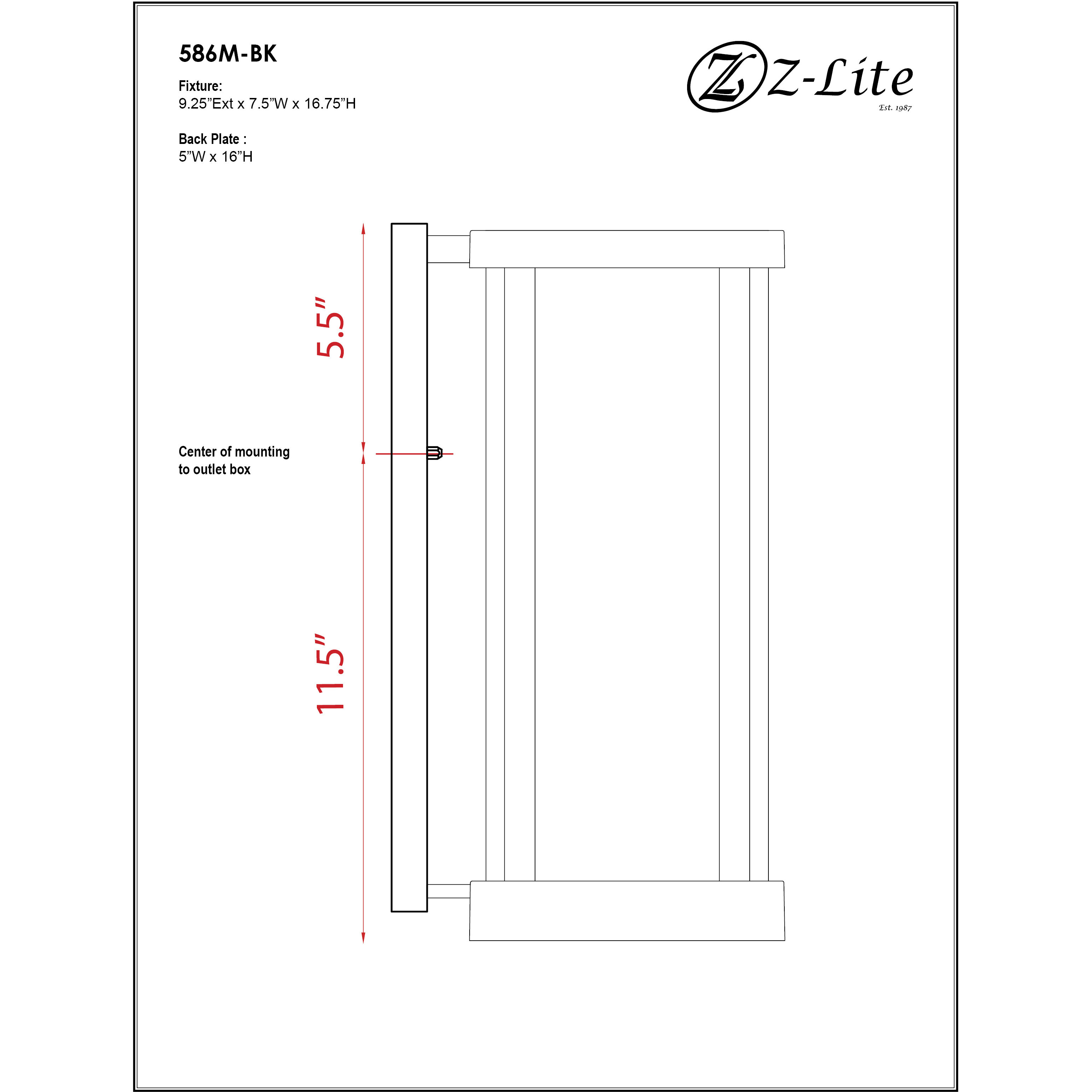 Glenwood 1 Light 16.75 inch Black Outdoor Wall Light
