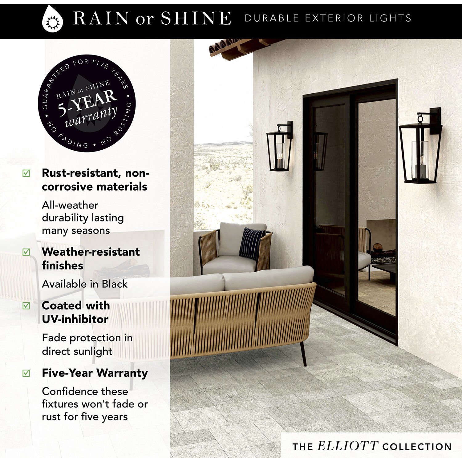 Elliott 1 Light 15.5 inch Black Outdoor Wall Lantern