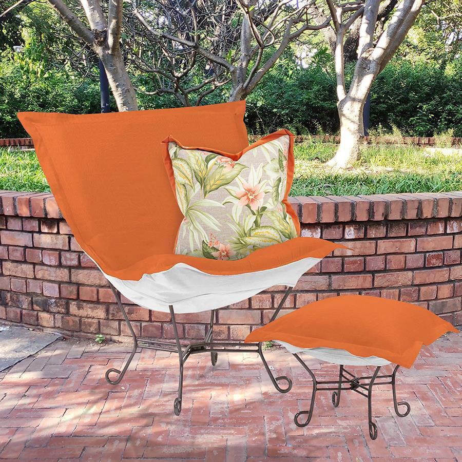 Puff Titanium Frame with Seascape Canyon Outdoor Scroll Chair with Cover