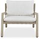 Strapped Ivory Rattan and Cerused Wheat Mahogany Wood Outdoor Lounge Chair