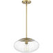 Gaze 1 Light 14 inch Satin Brass Pendant Ceiling Light, Oval