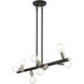 Bannister 8 Light 42 inch Black with Brushed Nickel Accents Linear Chandelier Ceiling Light, Large