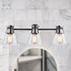 Kanata 3 Light 26 inch Black and Brushed Nickel Vanity Light Wall Light
