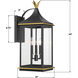 Simpson 3 Light 25 inch Matte Black and Textured Gold Outdoor Sconce