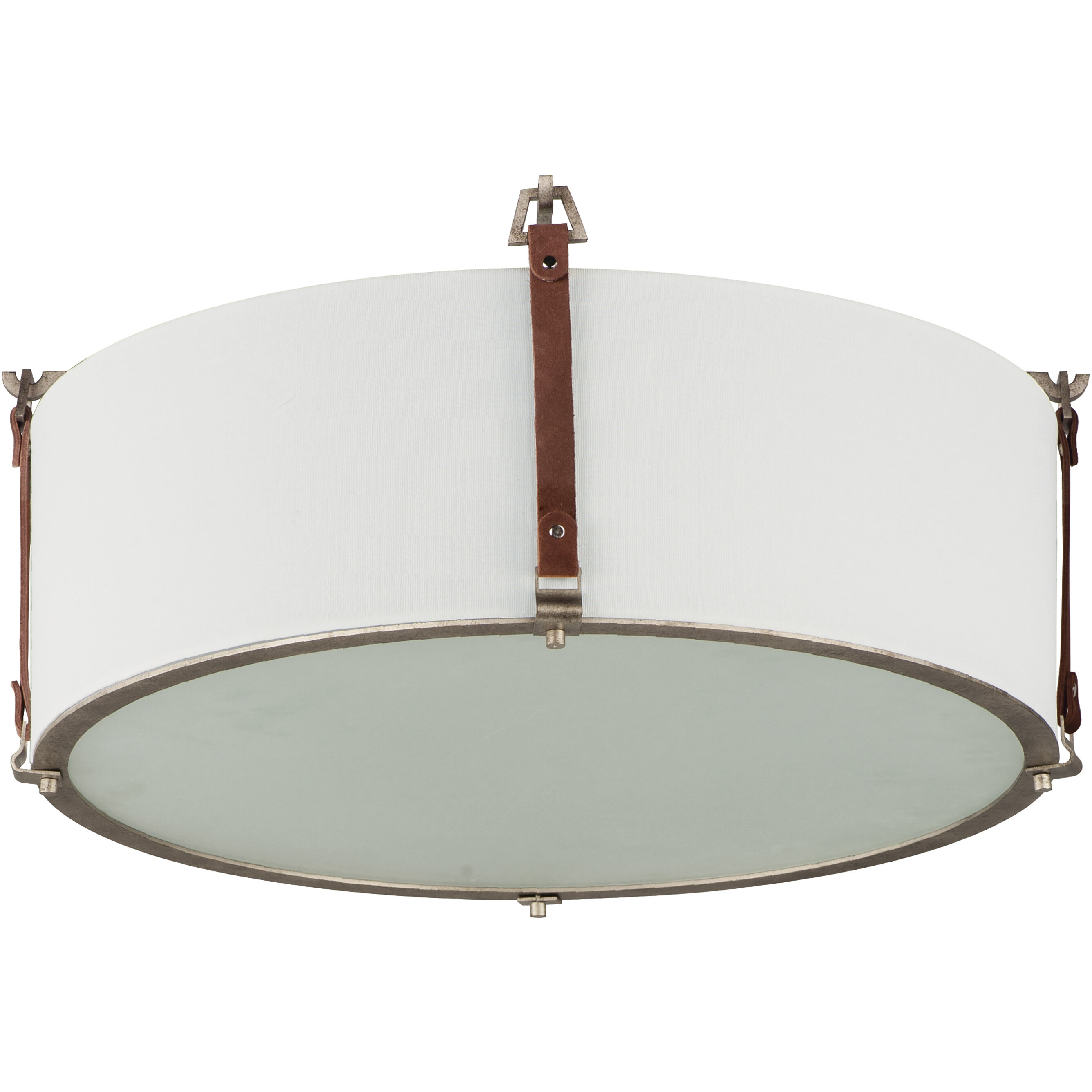 Sausalito 4 Light 24.25 inch Weathered Zinc / Brown Suede Flush Mount Ceiling Light