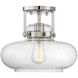 Traditional 1 Light 12 inch Polished Nickel Semi-Flush Ceiling Light