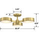 Orson 3 Light 22.5 inch Modern Gold Semi Flush Ceiling Light