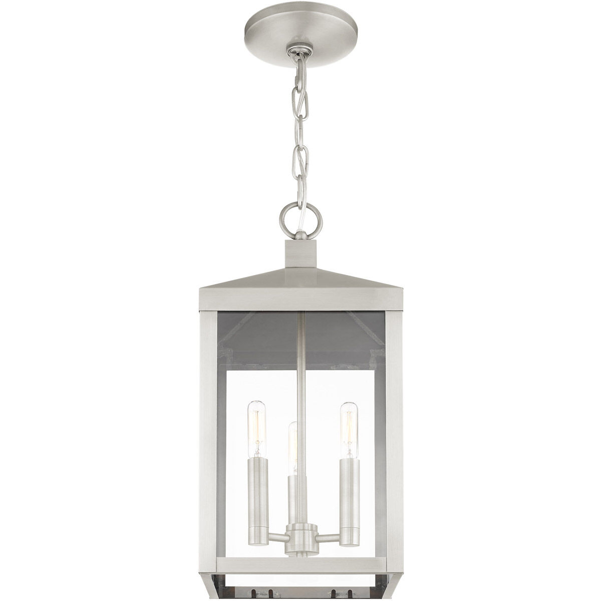 Nyack 3 Light 8.25 inch Brushed Nickel Outdoor Pendant Lantern