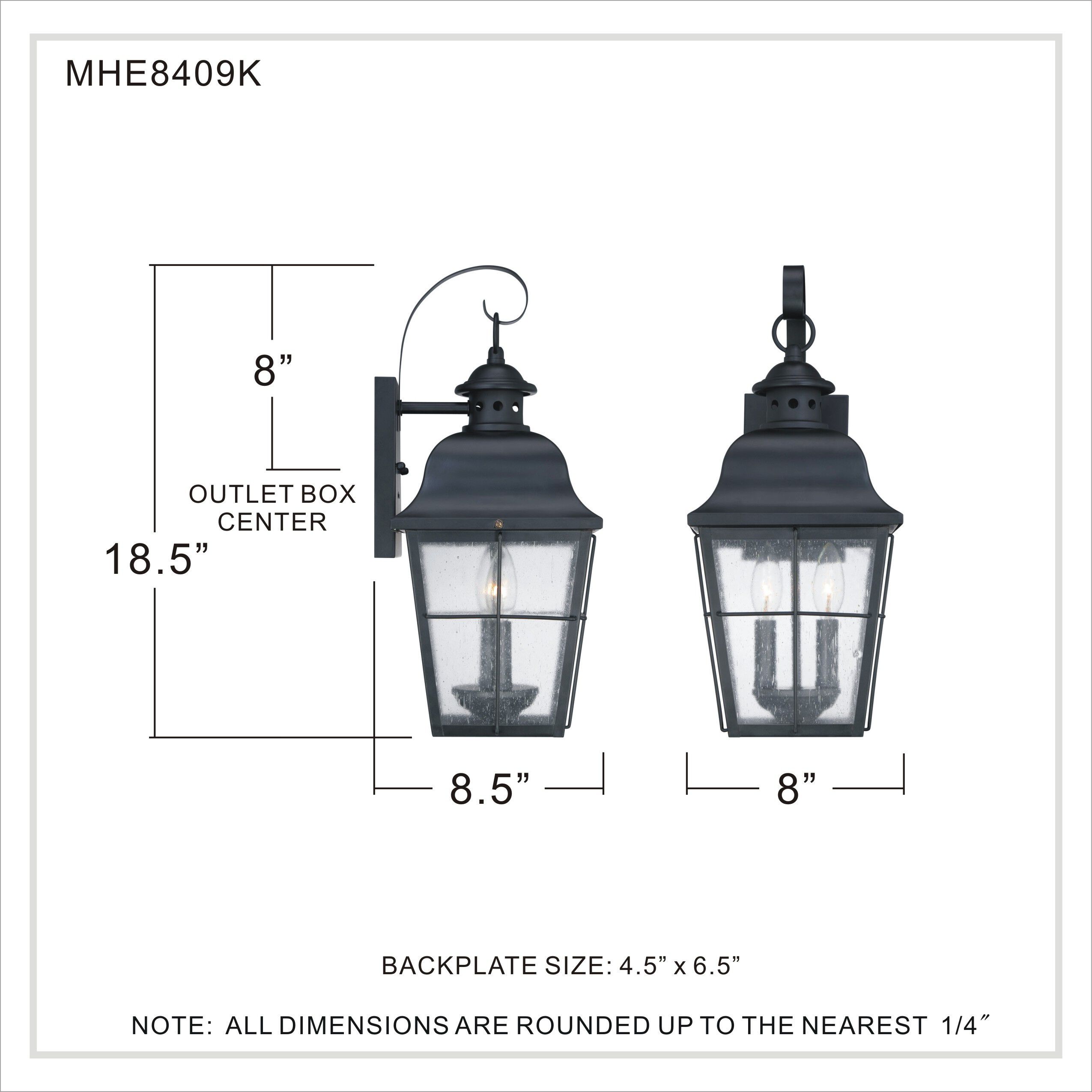 Millhouse 2 Light 18 inch Mystic Black Outdoor Wall Lantern