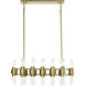 Pillar 24 Light 36 inch Aged Brass Linear Chandelier Ceiling Light