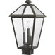 Talbot 3 Light 18.5 inch Oil Rubbed Bronze Outdoor Post Mount Fixture in Seedy Glass