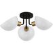 Gigi 3 Light 22.75 inch Black and Aged Brass Semi Flush Ceiling Light
