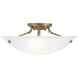 Oasis 3 Light 20 inch Antique Brass Semi-Flush Mount Ceiling Light
