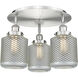 Edison 3 Light 17.75 inch Satin Nickel Flush Mount Ceiling Light