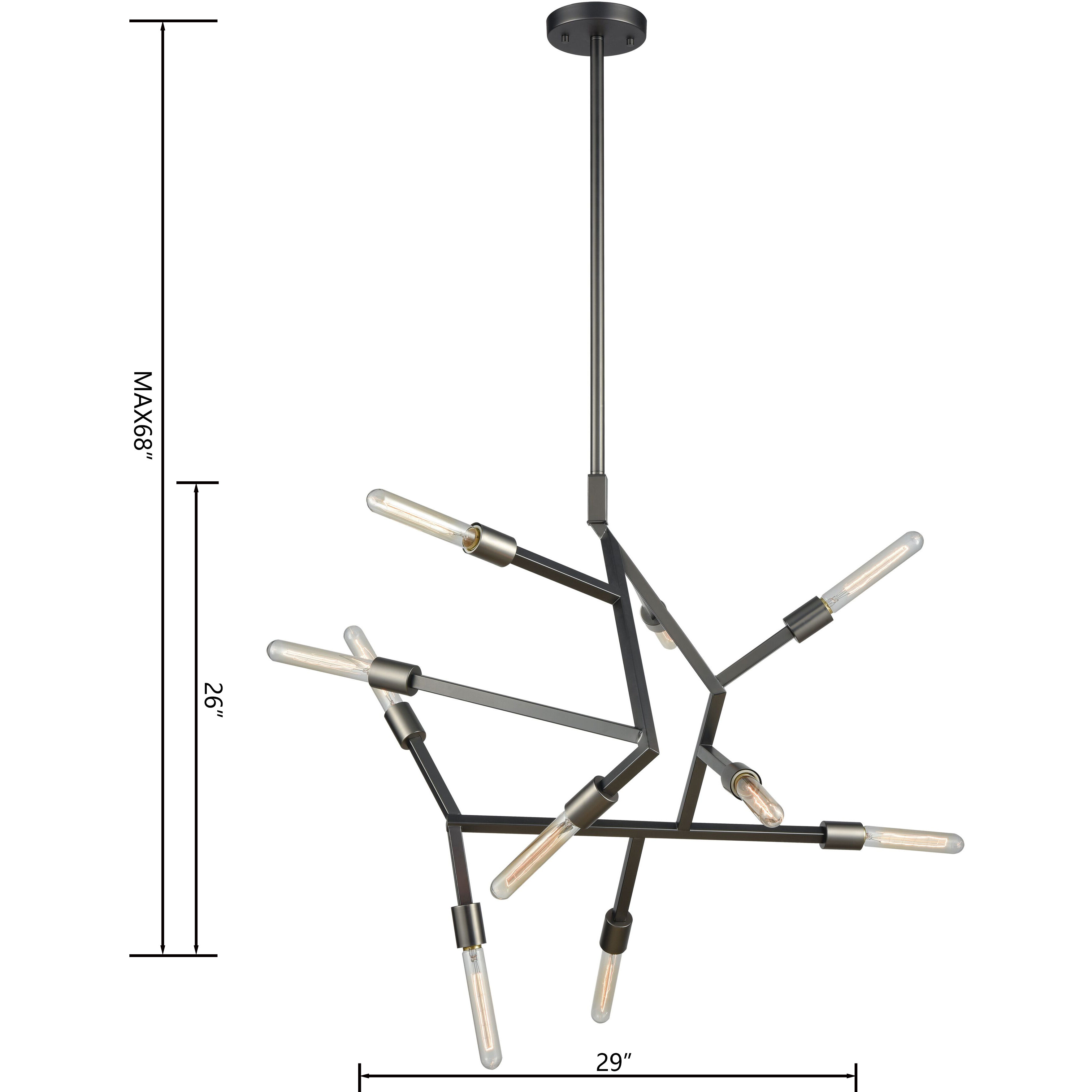 Freeform 10 Light 29 inch Graphite Chandelier Ceiling Light