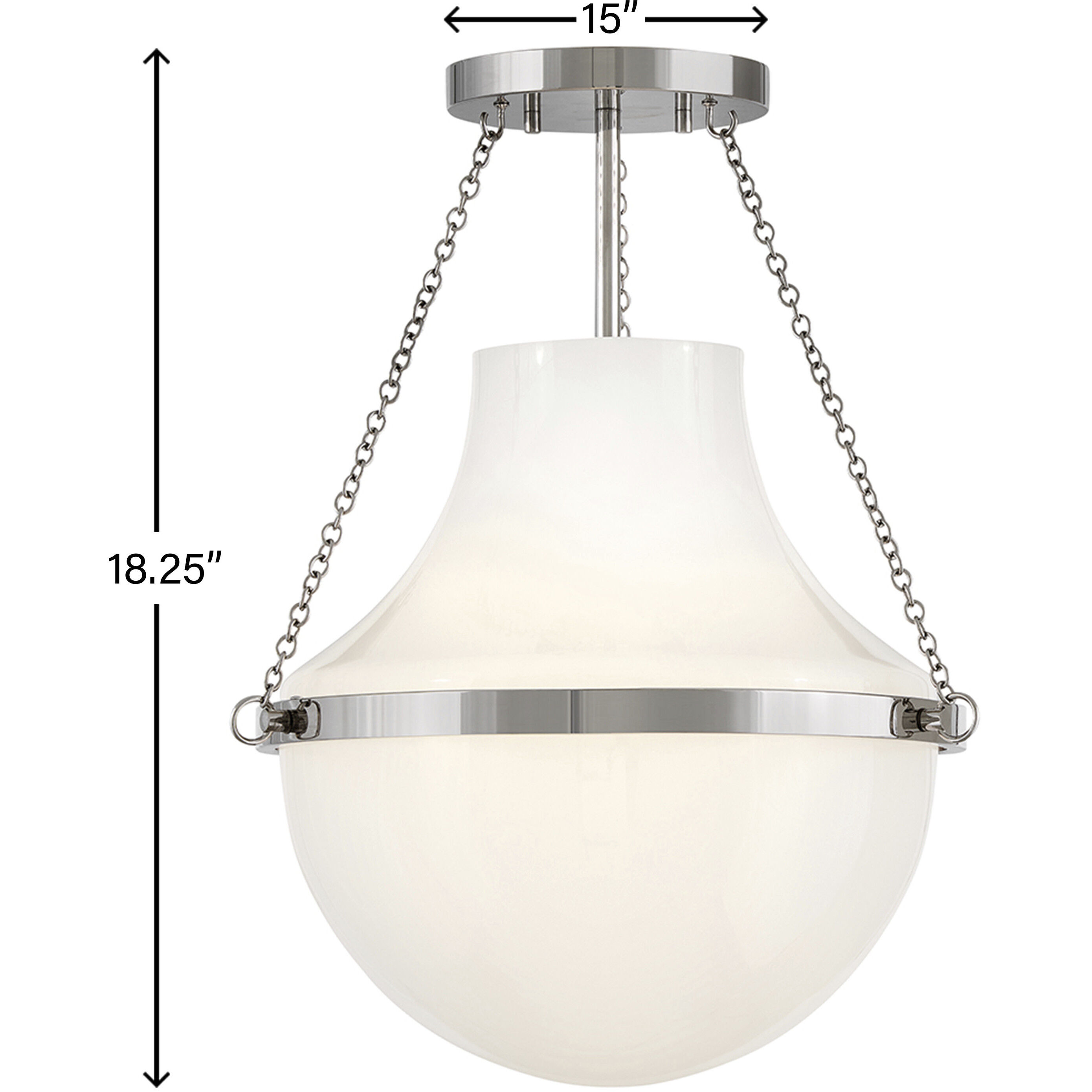 Collins 1 Light 15 inch Polished Nickel Semi-Flush Mount Ceiling Light, Medium